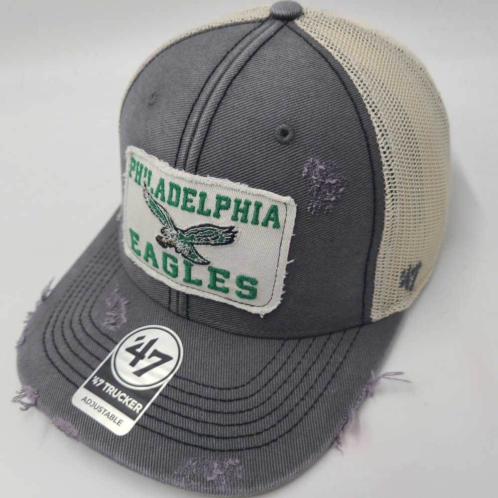 Philadelphia Eagles Hat Adjustable Trucker Mesh 47 Brand Blue NFL Distressed Men